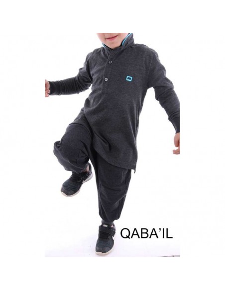 Polo Enfant Gris Anthracite - Qaba'il