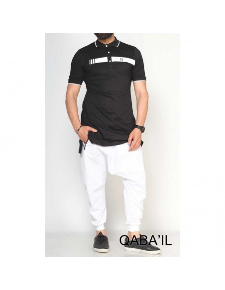 Polo qaba'il bi color noir