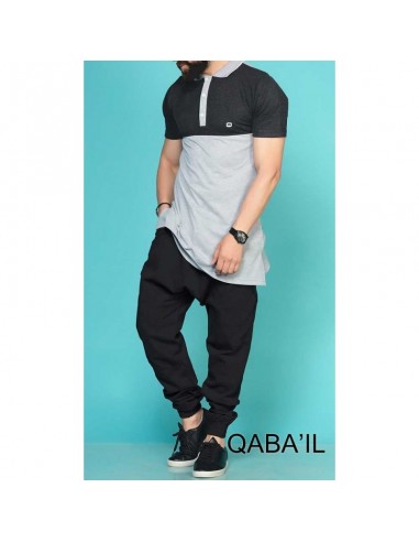 Polo qaba'il bi color gris et noir