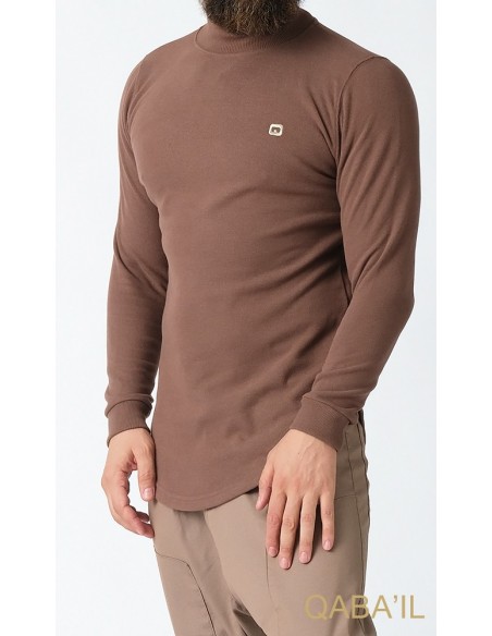 Pull Col Montant Marron Taupe - Qaba'il