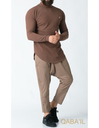 Pull Col Montant Marron Taupe - Qaba'il