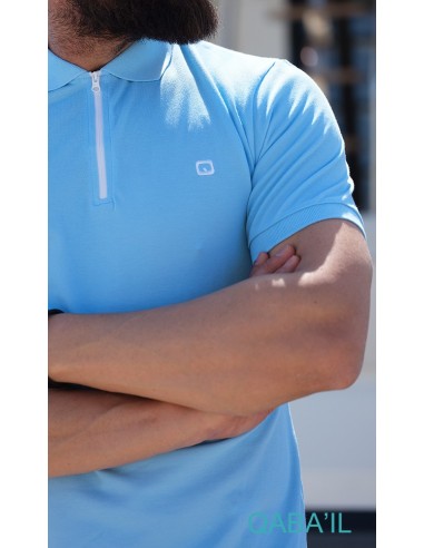 Polo Zip Bleu ciel-Qaba'il