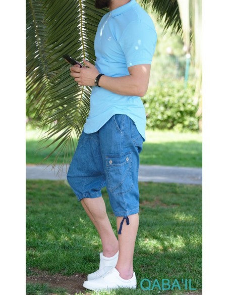 Polo Zip Bleu ciel-Qaba'il