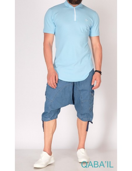 Polo Zip Bleu ciel-Qaba'il