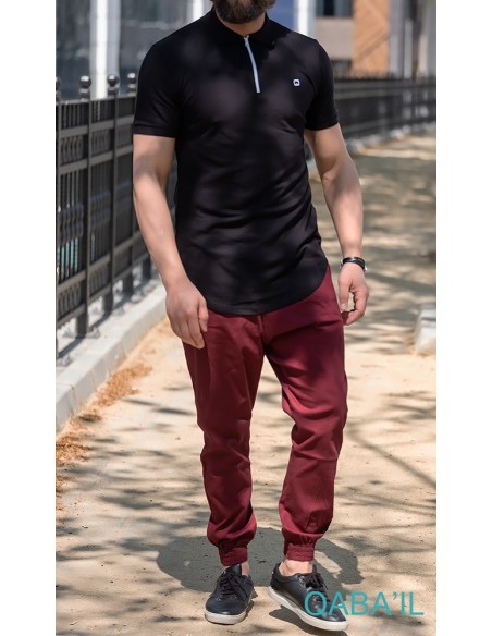 Polo Zip Noir-Qaba'il