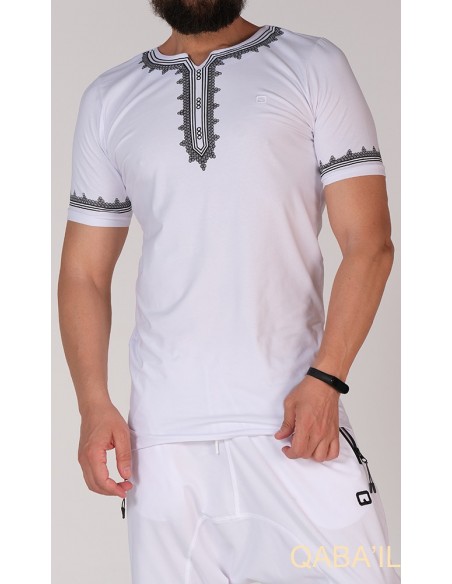 tee shirt etniz blanc et noir-Qaba'il