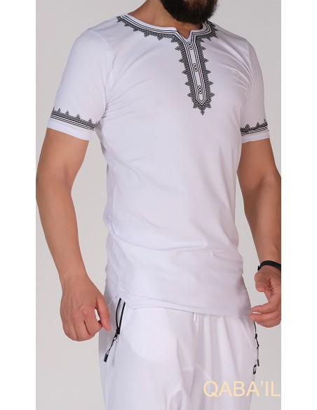 tee shirt etniz blanc et noir-Qaba'il