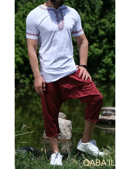 tee shirt etniz blanc et bordeaux-Qaba'il