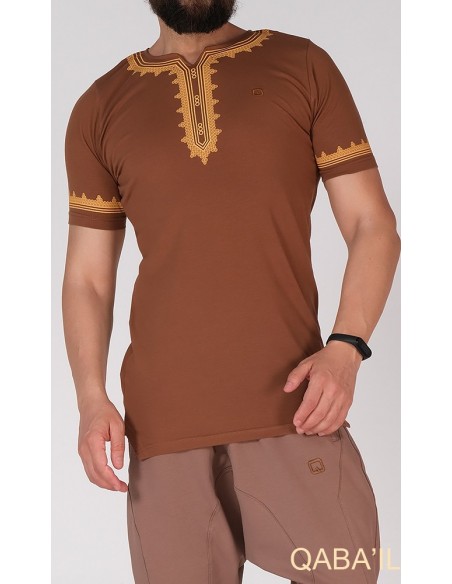 tee shirt etniz marron -qabail