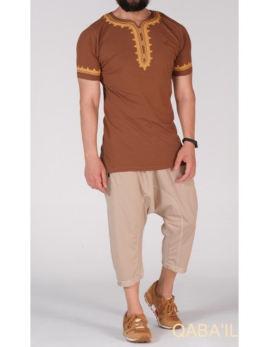 tee shirt etniz marron -qabail