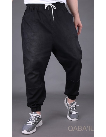 sarouel jeans stretch noir -qaba'il