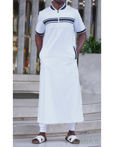 qamis navy III Blanc / bleu - Qaba'il