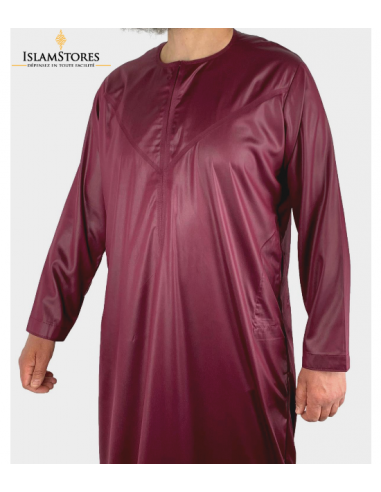 Qamis emirati bordeaux satiné