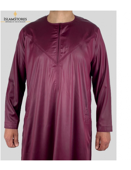 Qamis emirati bordeaux satiné