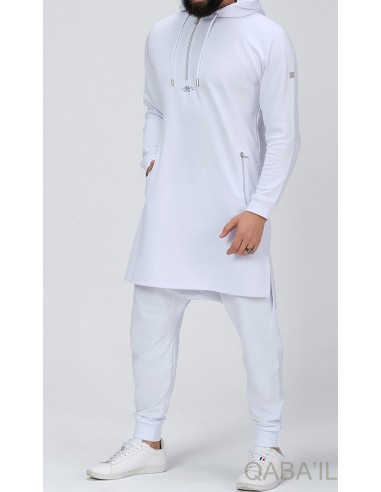 Qamis Court Hood basic Blanc - Qaba'il
