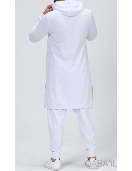 Qamis Court Hood basic Blanc - Qaba'il