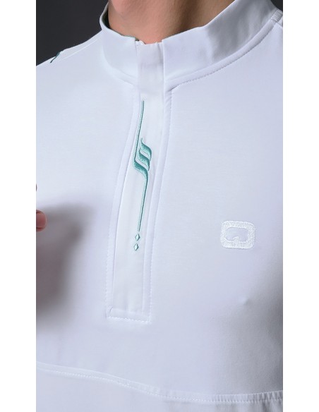 Qamis Subtil Blanc Avec Broderie Vert - Qaba'il