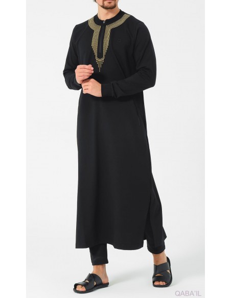 Qamis Long Sham R24 Noir Qaba'il