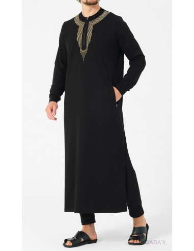 Qamis Long Sham R24 Noir Qaba'il