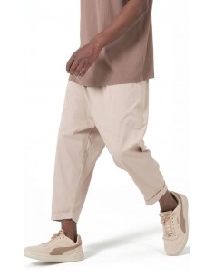 Sarouel Design beige Qaba’il homme coupe ample mastour porté de face 2