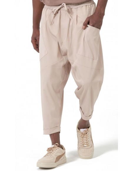 Sarouel Design beige Qaba’il homme style mastour moderne vue de face
