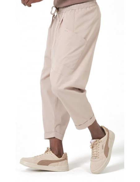 Sarouel Design beige Qaba’il homme coupe ample mastour vue de profi