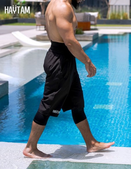 Sarouel de Bain Noir Homme Haytam – Legging Intégré