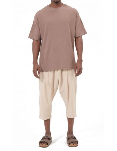 Sarouel pantacourt Classik Tencel beige homme Qaba'il avec coupe ample 2