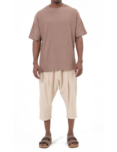Sarouel Pantacourt Classik Tencel Beige Homme Qaba'il