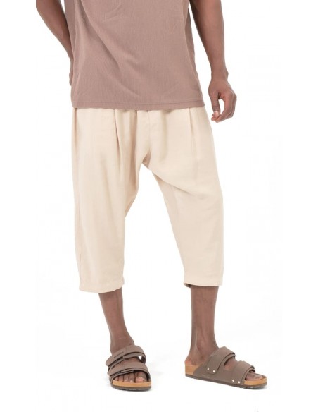 Sarouel Pantacourt Classik Tencel Beige Homme Qaba'il