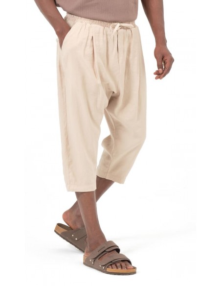 Sarouel Pantacourt Classik Tencel Beige Homme Qaba'il