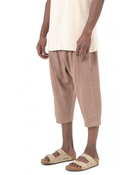Sarouel Pantacourt Classik Tencel Taupe Homme Qaba'il