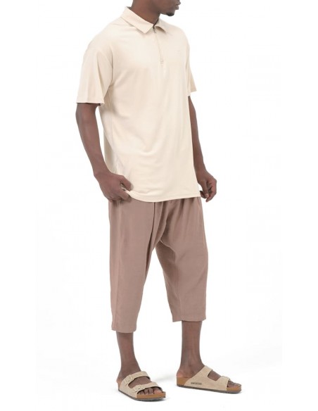 Sarouel Pantacourt Classik Tencel Taupe Homme Qaba'il