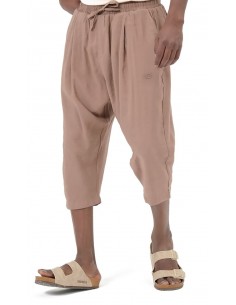 Sarouel pantacourt Classik Tencel taupe homme Qaba'il avec coupe ample