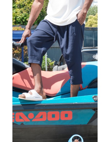 Sarouel Pantacourt Classik Tencel Bleu Marine Homme Qaba'il