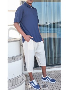 Sarouel pantacourt Classik Tencel crème homme Qaba'il avec coupe ample 2