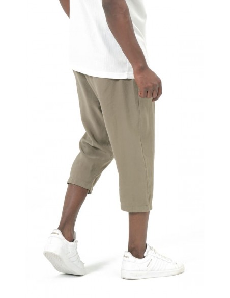 Sarouel Pantacourt Classik Tencel Kaki Homme Qaba'il