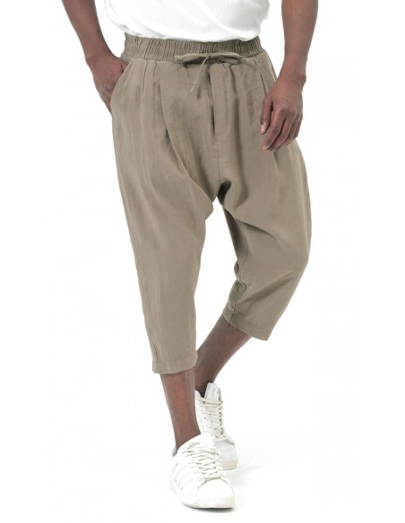 Sarouel Pantacourt Classik Tencel Kaki Homme Qaba'il