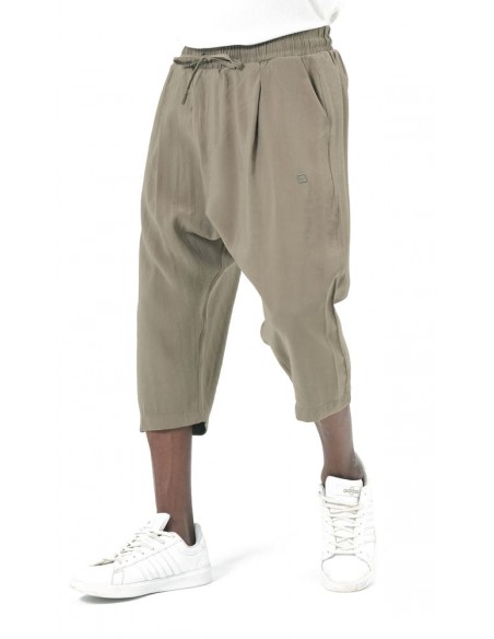 Sarouel pantacourt Classik Tencel kaki homme Qaba'il avec coupe ample
