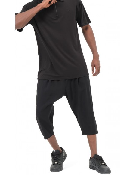Sarouel Pantacourt Classik Tencel Noir Homme Qaba'i