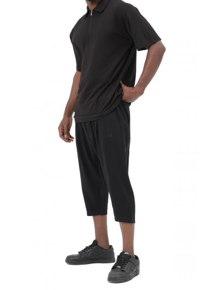 Sarouel Pantacourt Classik Tencel Noir Homme Qaba'i