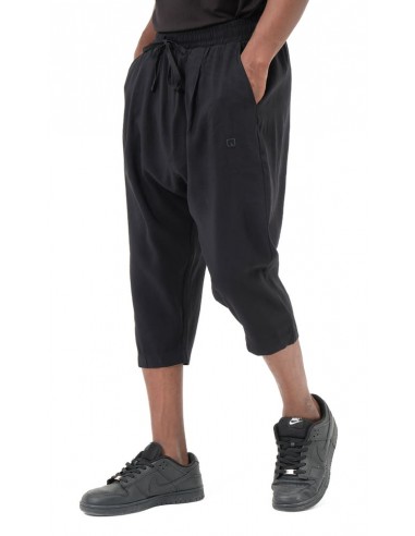 Sarouel pantacourt Classik Tencel noir homme Qaba'il avec coupe ample