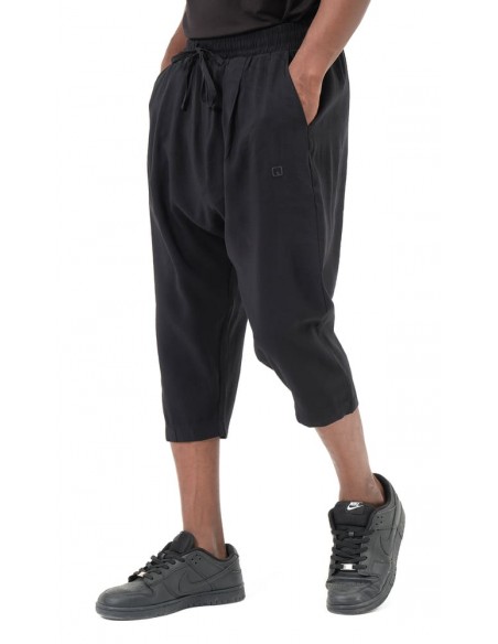 Sarouel pantacourt Classik Tencel noir homme Qaba'il avec coupe ample