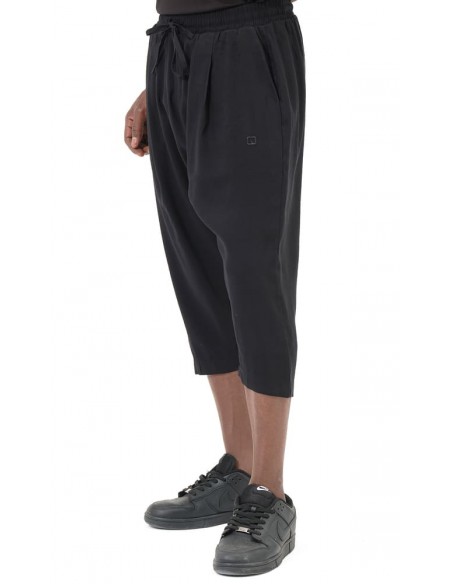 Sarouel Pantacourt Classik Tencel Noir Homme Qaba'i
