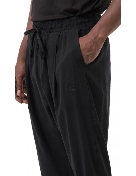 Sarouel Pantacourt Classik Tencel Noir Homme Qaba'i