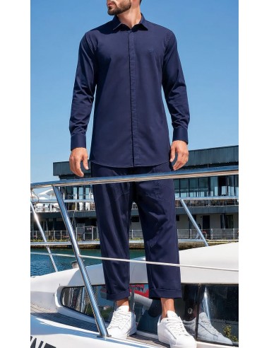 Chemise Design Bleu Marine Homme Qaba'il