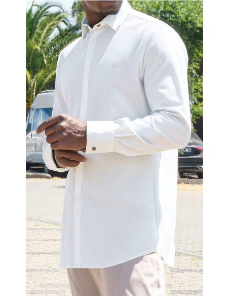 Chemise Homme Design Écru Qaba'il
