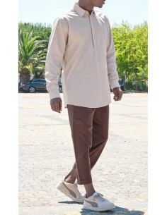 Chemise Design Beige Homme... 2