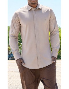Chemise Design Beige Homme...